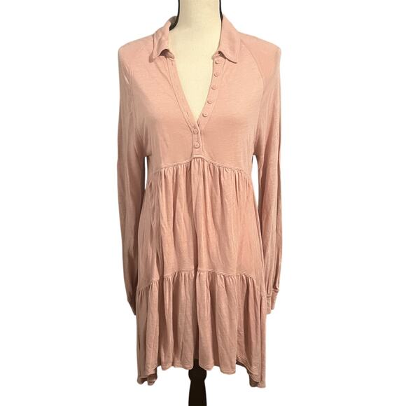 Free People Best Girl Tunic Tiered High Low Ruffles Keyhole Back Dress Sz S Boho - Picture 2 of 6